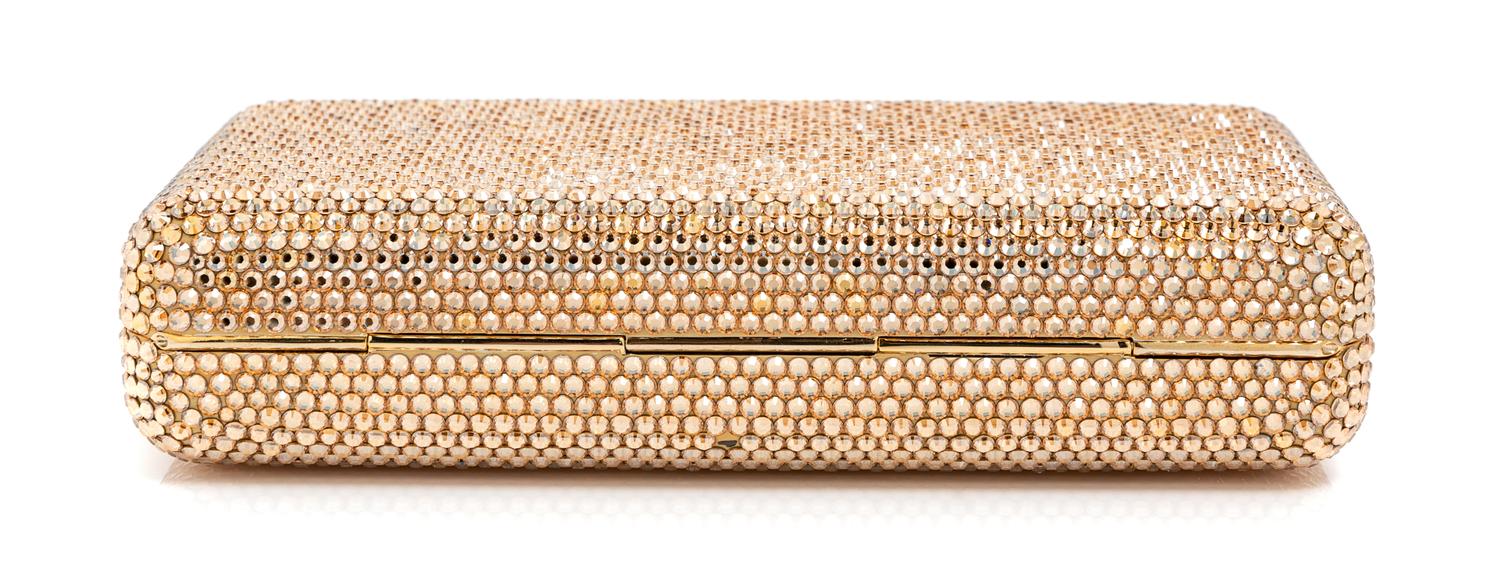 Judith Leiber Gold Crystal Minaudiere,