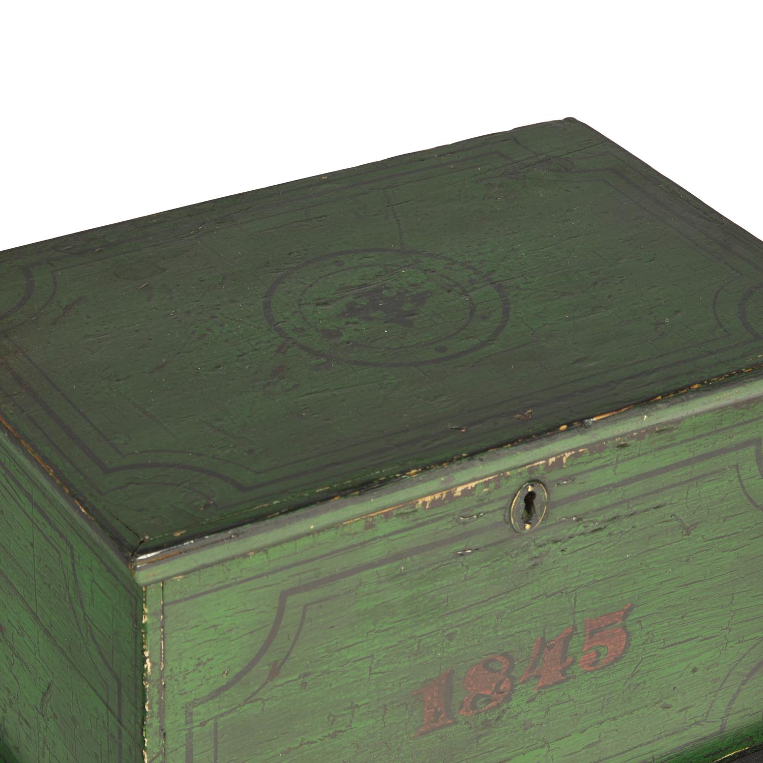 A Paint-Decorated Chest on Stand