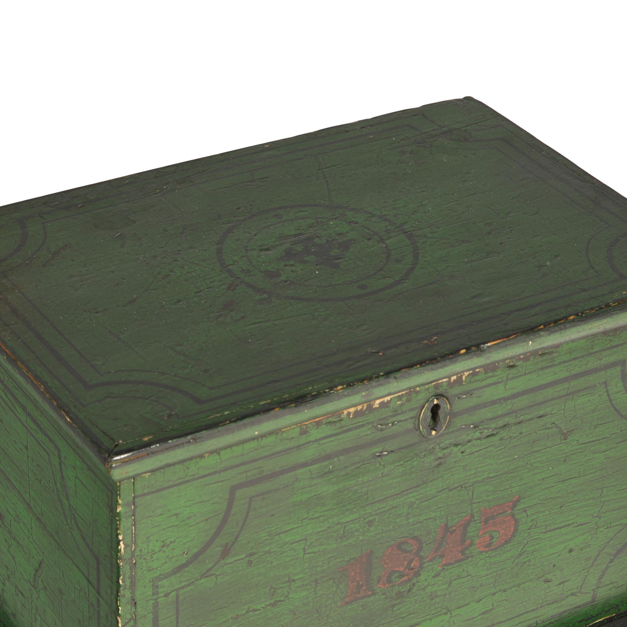 A Paint-Decorated Chest on Stand