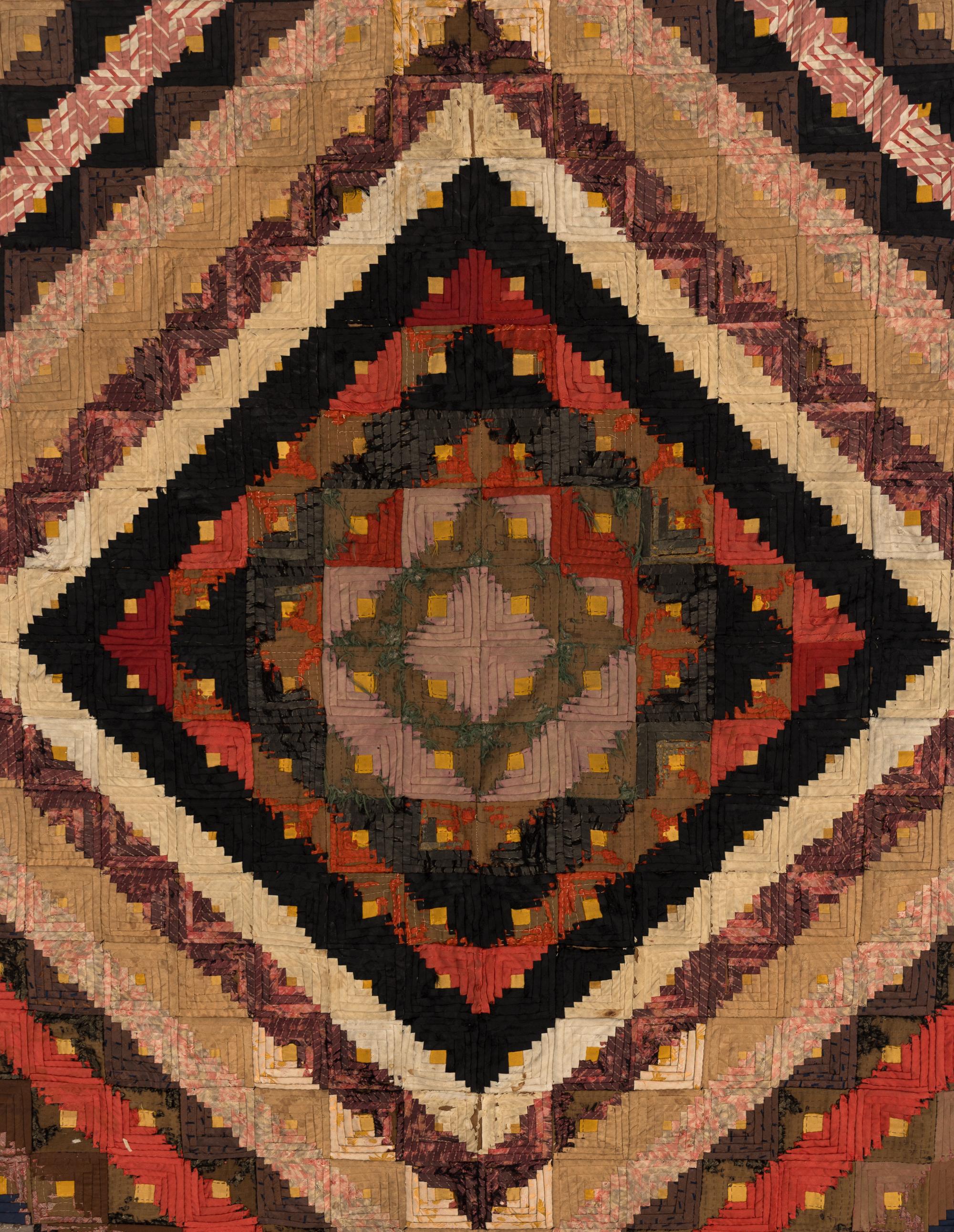 A Frame-Stretched "Log Cabin" Quilt