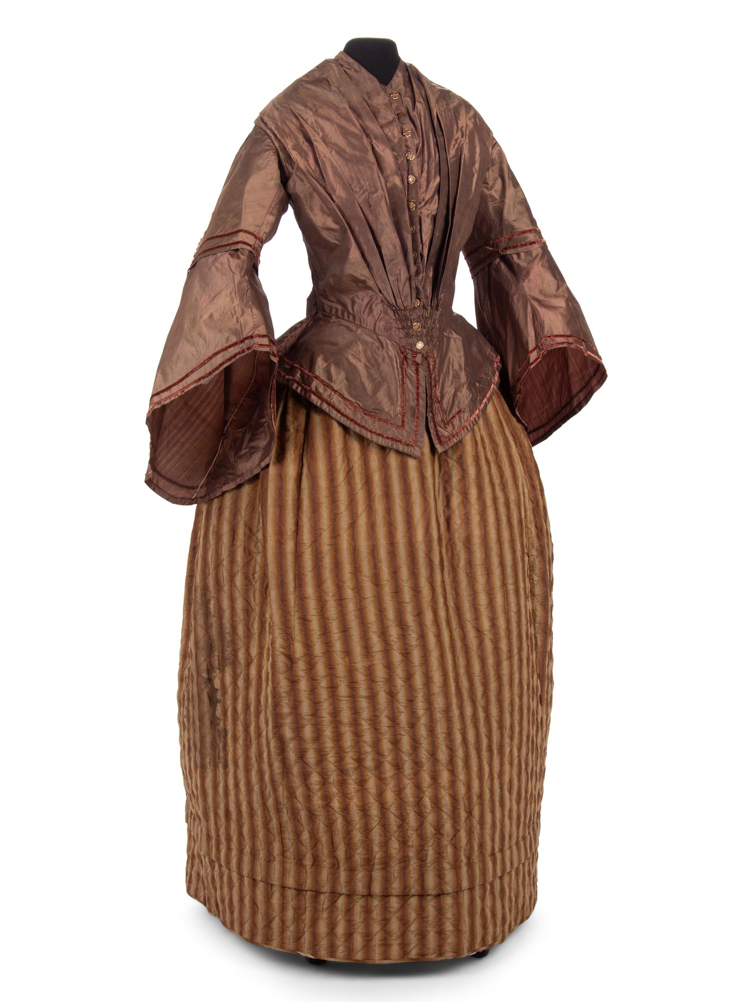 Two Silk Bodices Trimmed with Velvet, 1850s