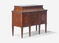 An Important George III Harewood and Marquetry Commode