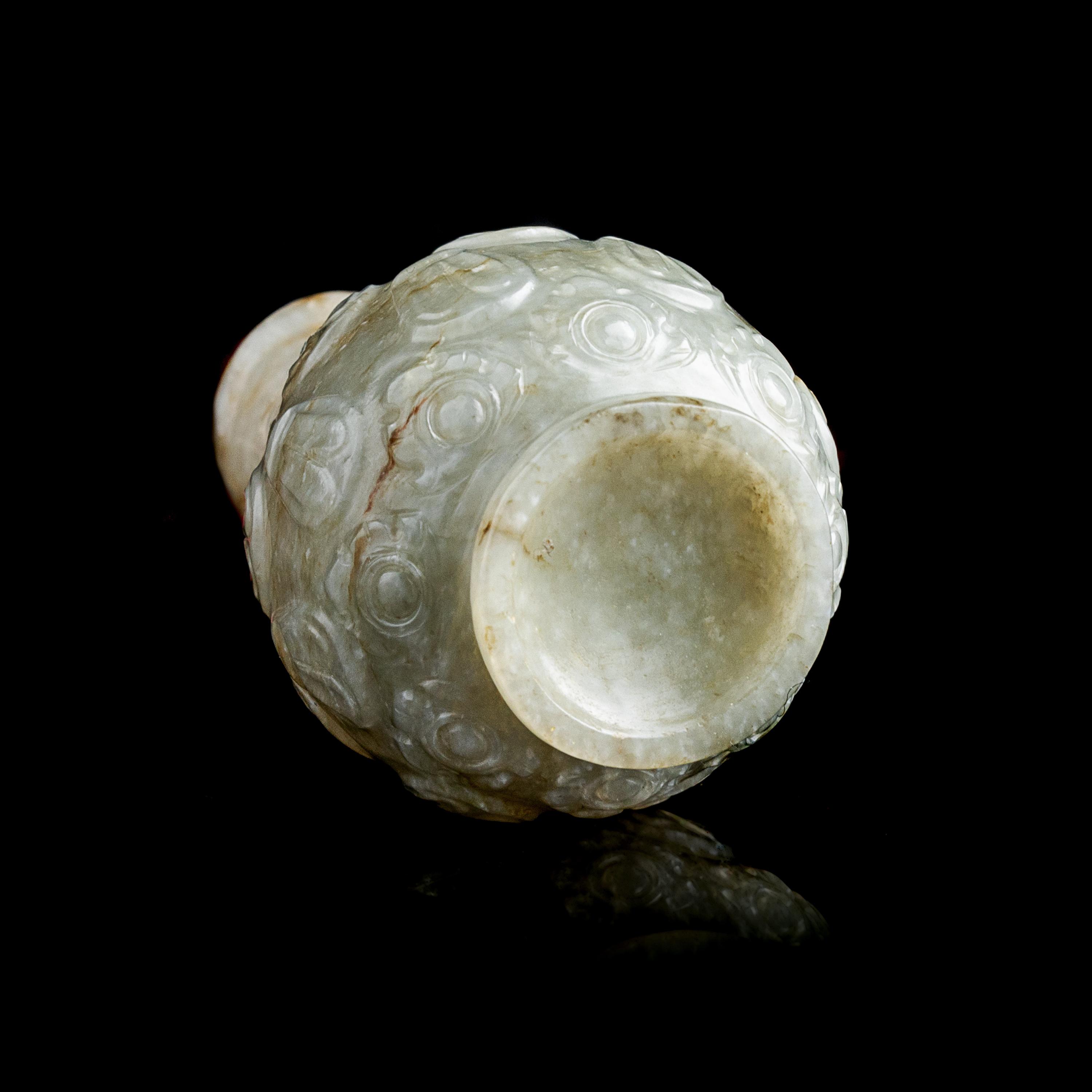 A Small Chinese Jade 'Floral' Vase 青玉刻花瓣紋香瓶
