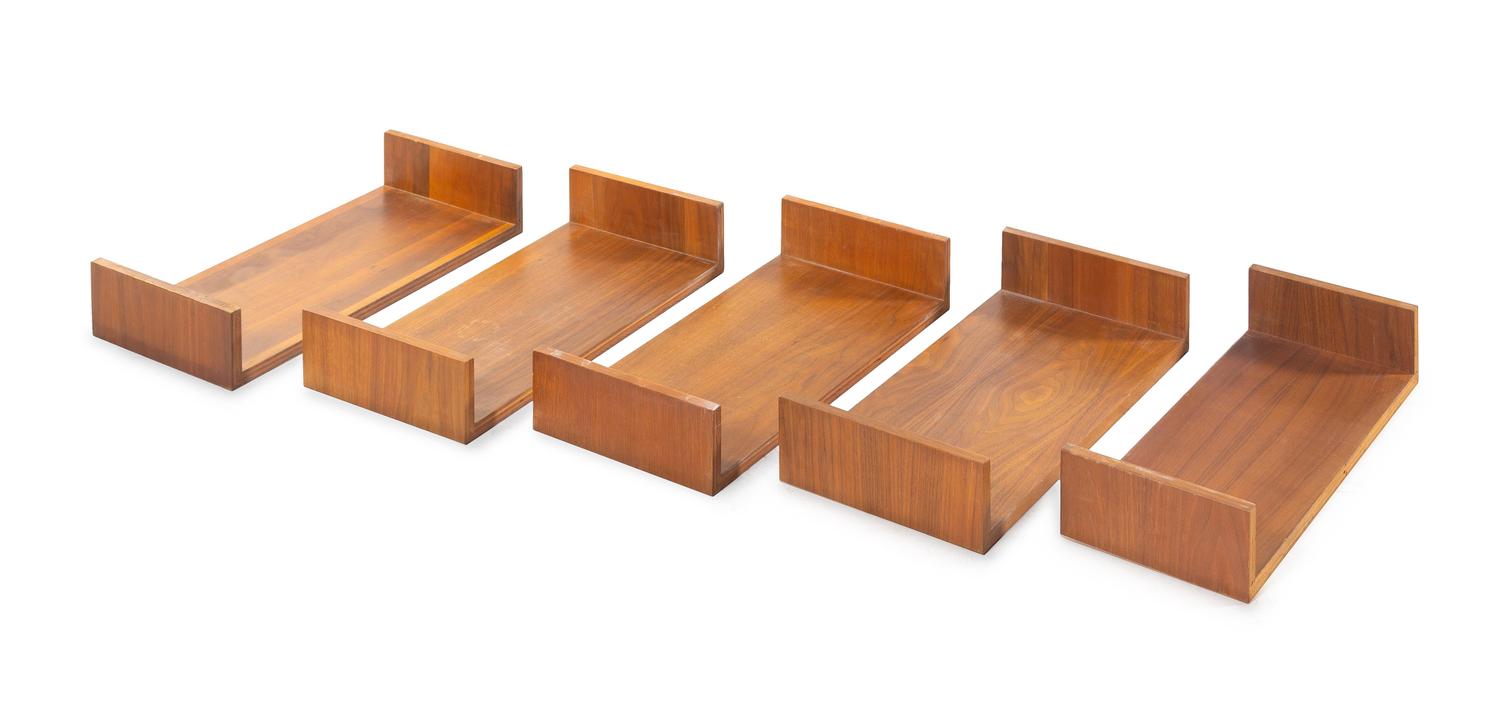 Fourteen Danish Wall-Mounted Shelves