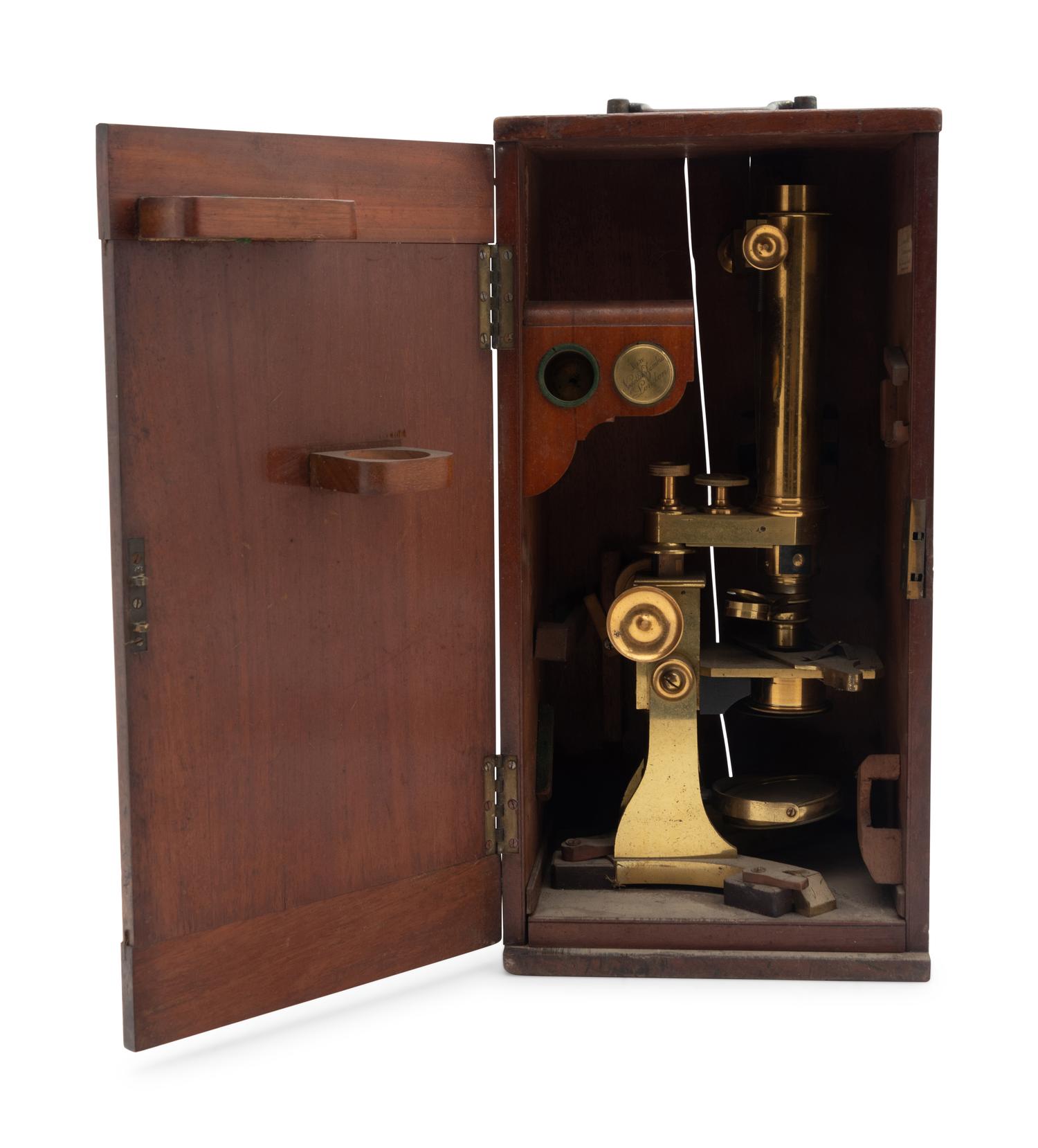 An English Brass Binocular Microscope
