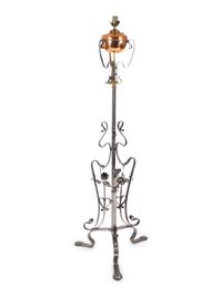 A French Art Nouveau Style Cast Iron Floor Lamp