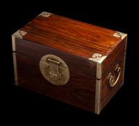 A Chinese Huanghuali Document Box, 18th/19th Century 清中期 黃花梨鑲白銅文箱