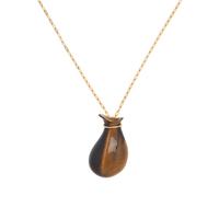 Tiffany & Co., Elsa Peretti, Tiger's Eye Bottle Jug Pendant and Yellow Gold Chain