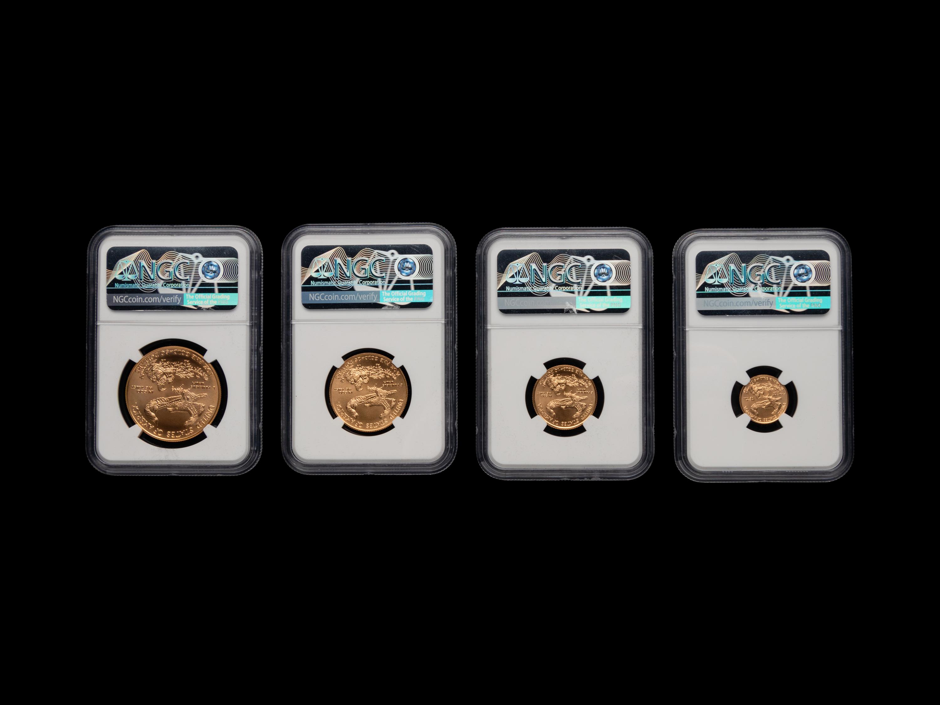 A 2021 Gold Eagle: Type 1 Early Releases Four Gold Coin Set (NGC MS70)