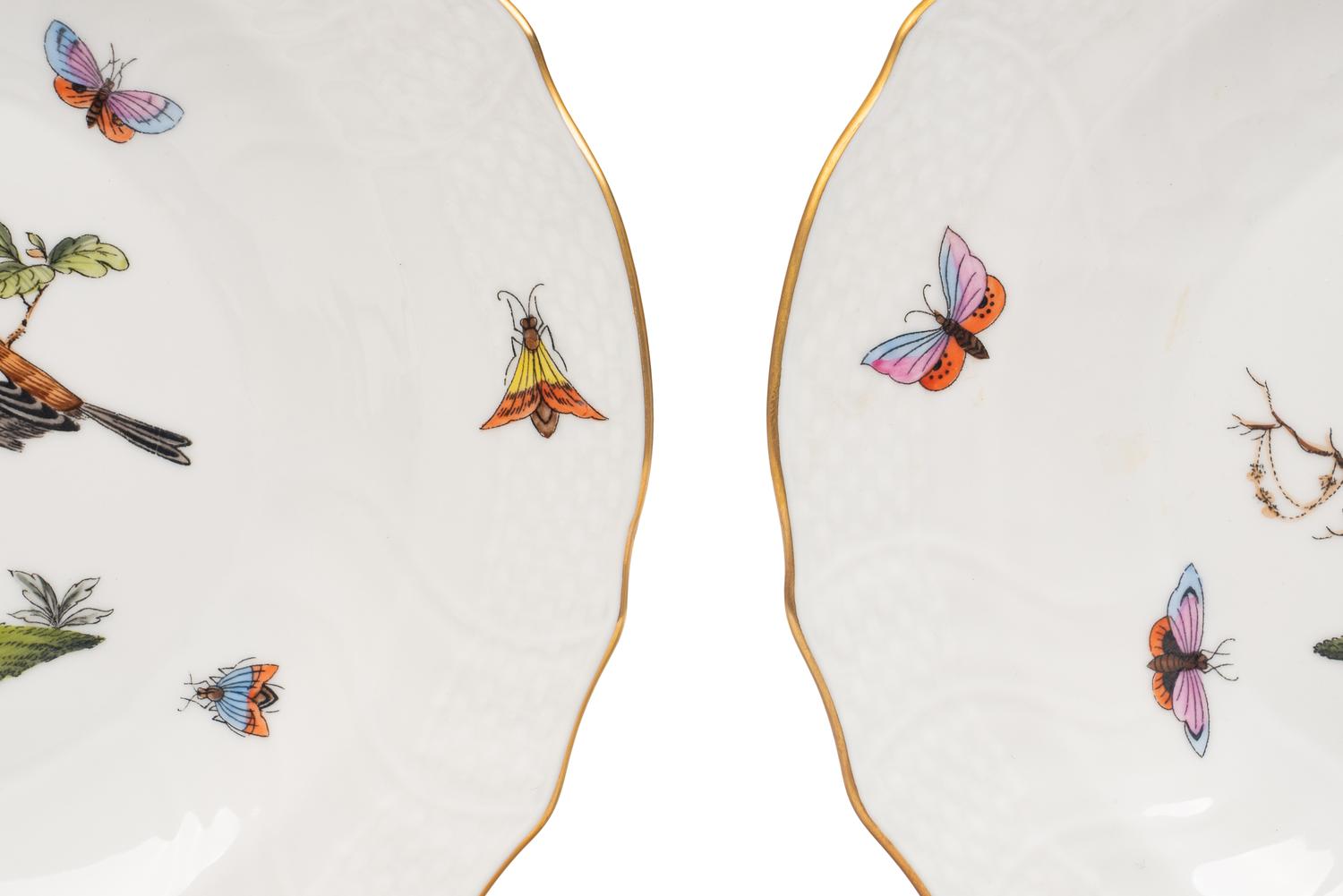 A Set of Twelve Herend Rothschild Bird Porcelain Salad Plates