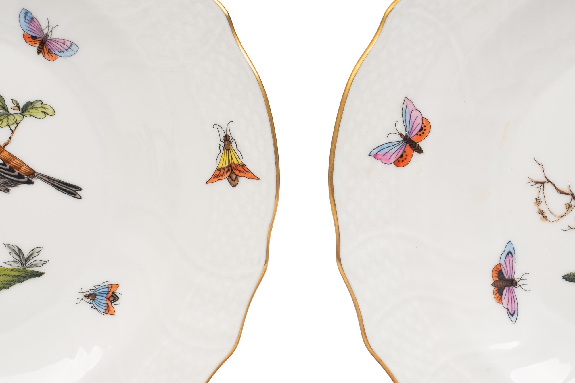 A Set of Twelve Herend Rothschild Bird Porcelain Salad Plates