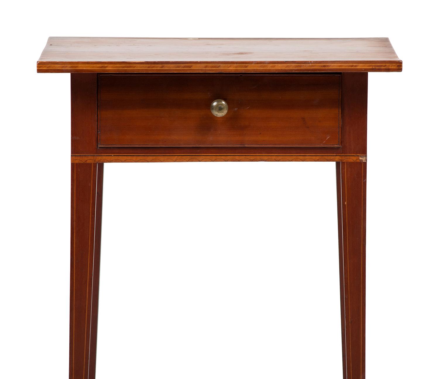 A Federal Inlaid Cherrywood One-Drawer Side Table