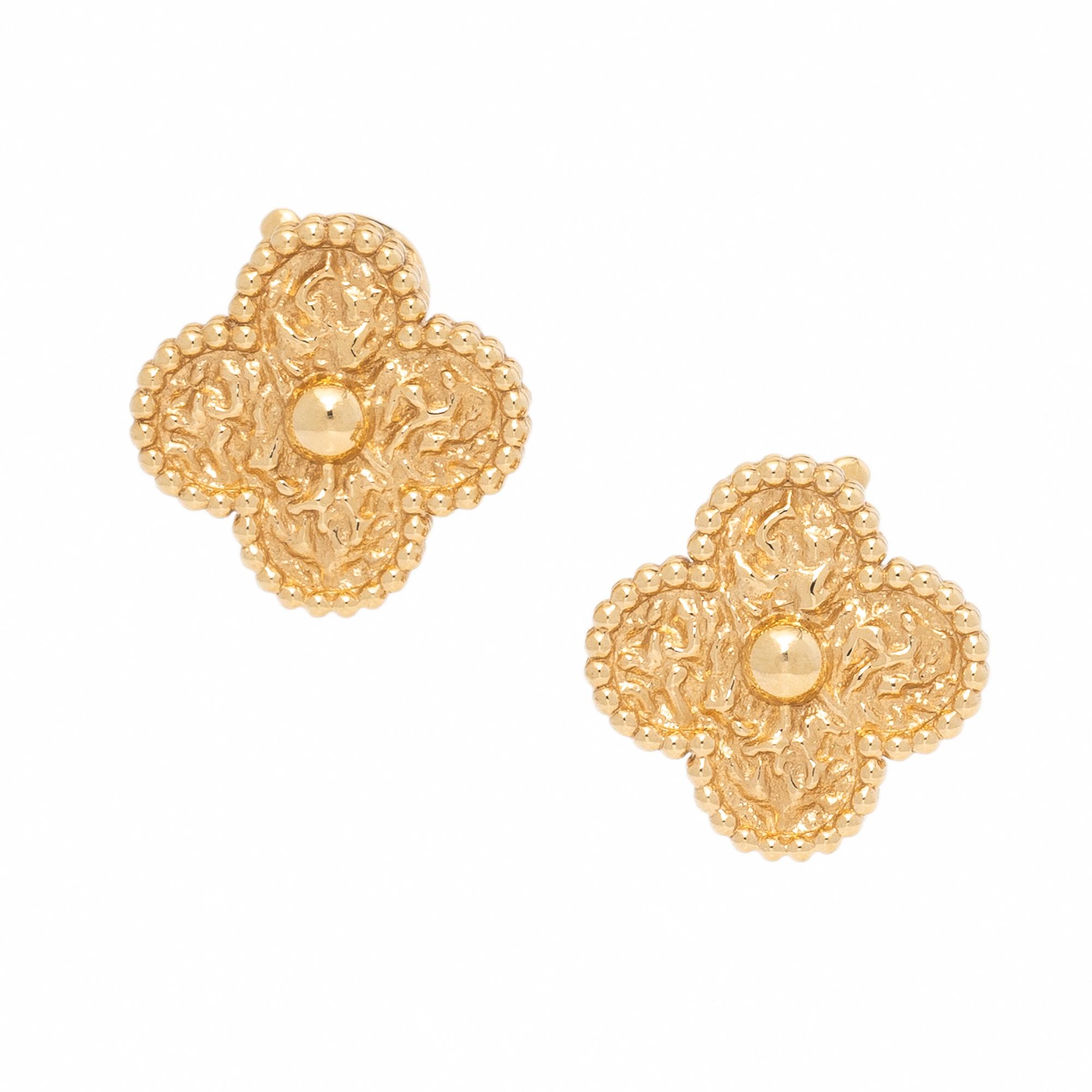 Van Cleef & Arpels, Yellow Gold 'Vintage Alhambra' Earrings
