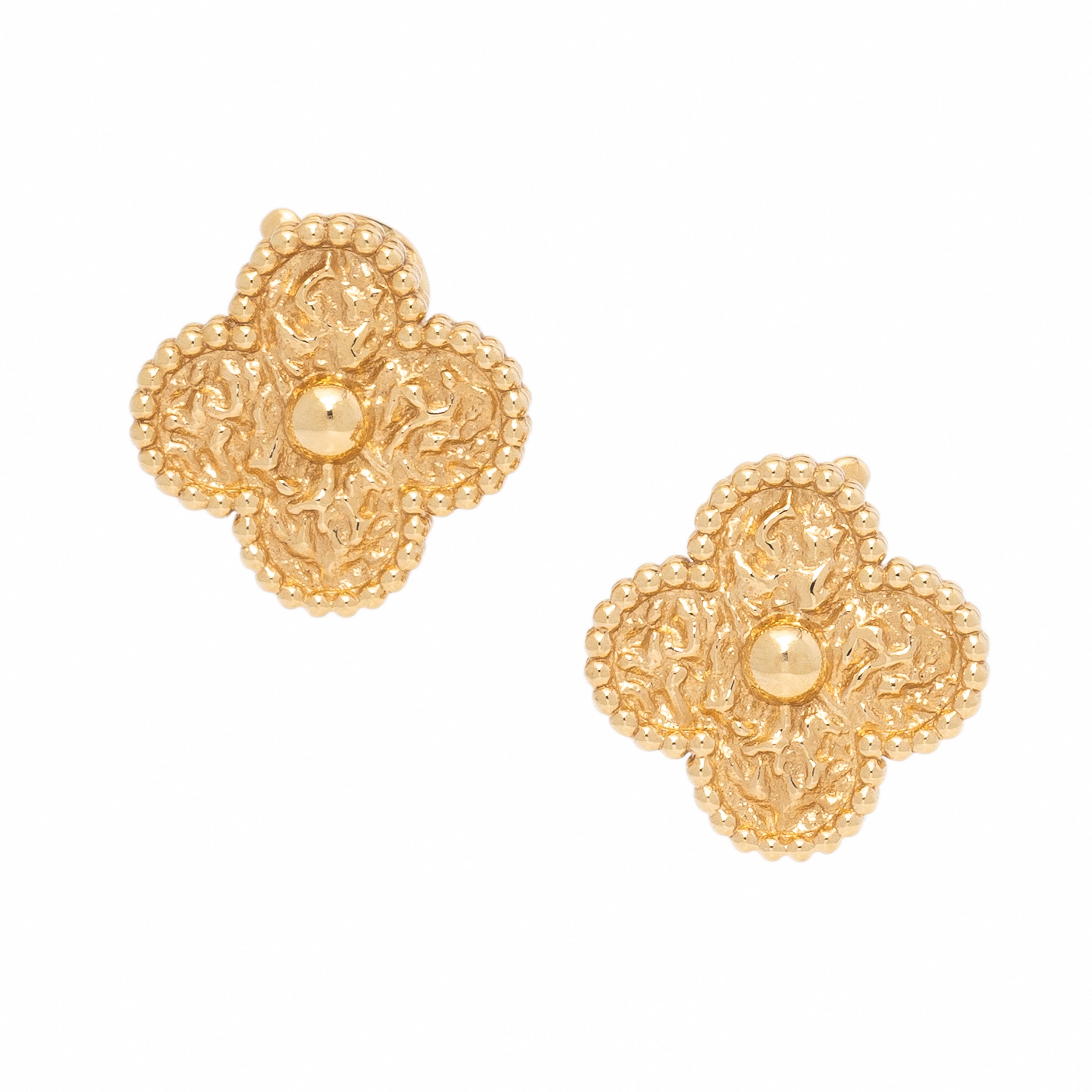 Van Cleef & Arpels, Yellow Gold 'Vintage Alhambra' Earrings