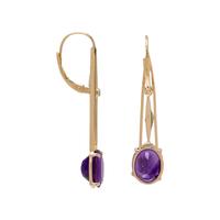 YELLOW GOLD, AMETHYST AND DIAMOND EARRINGS