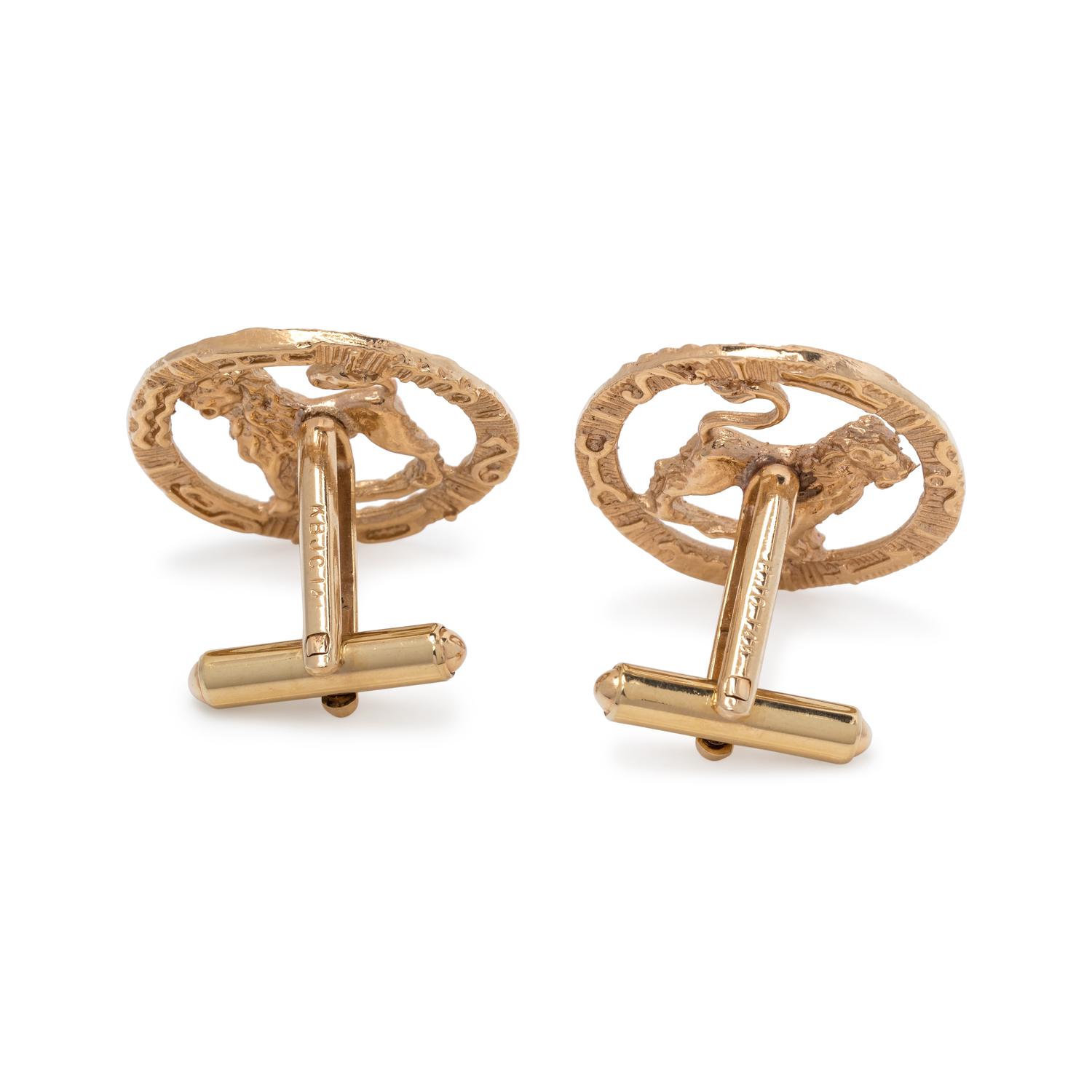 YELLOW GOLD LEO CUFFLINKS