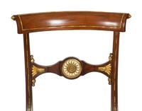 Four Regency Style Gilt Metal Inlaid Rosewood Cane Seat Side Chairs