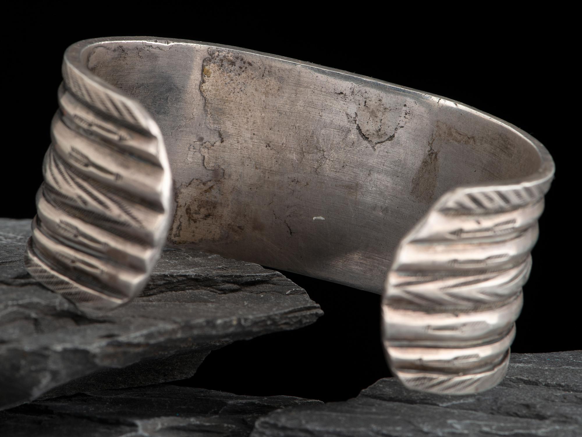 Navajo Cuff Bracelet, with Whirling Log and Arrow Stamps
