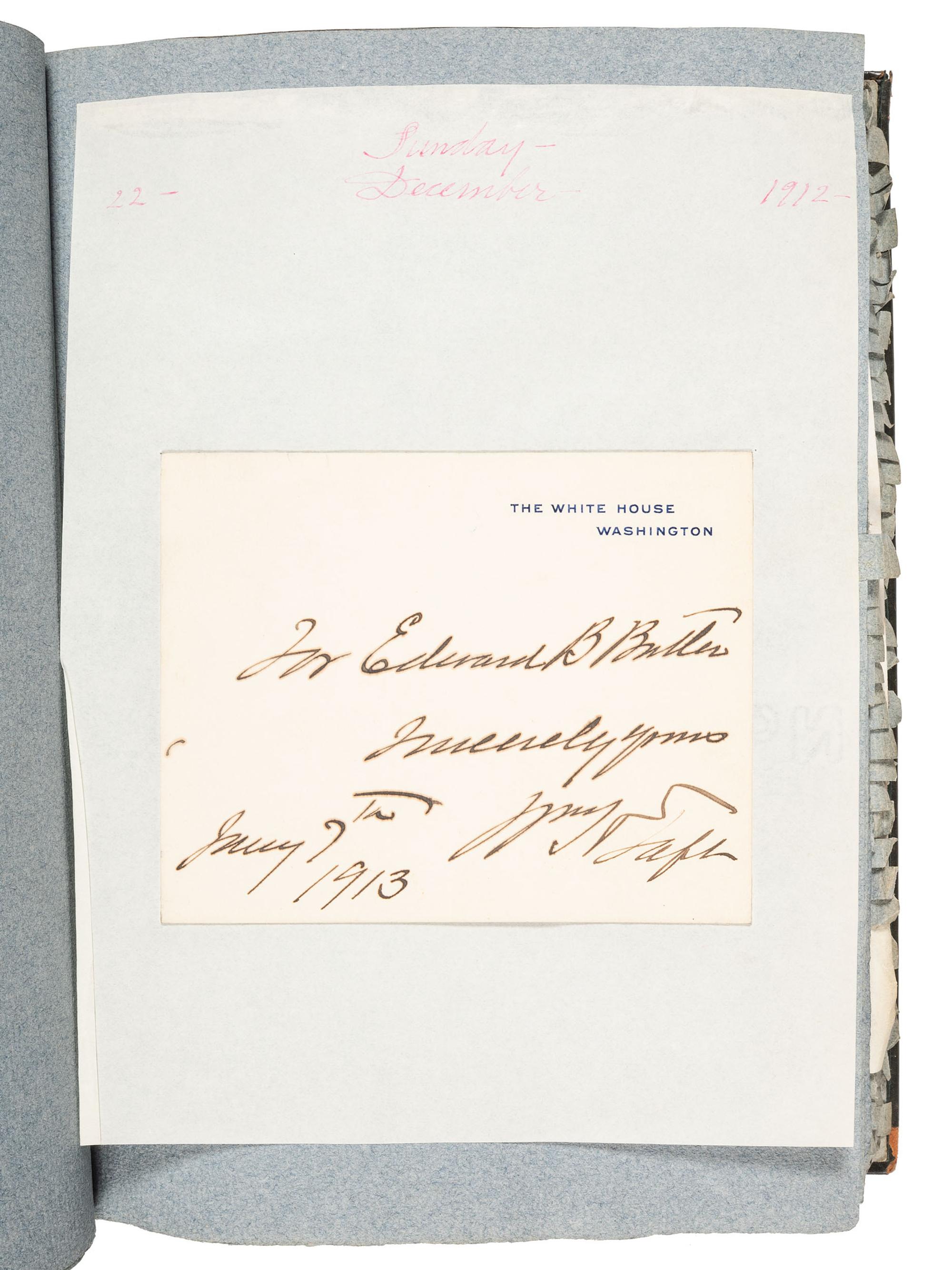 [AMERICANA]. Two albums identified to Edward Burgess Butler (1853-1928), businessman and artist, including tipped in photographs, letters, and autographs associated with Butler.