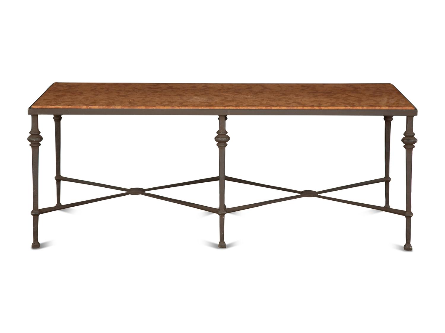 A Neoclassical Style Bronze Coffee Table with Rouge Marble Top