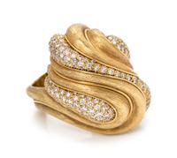 An 18 Karat Yellow Gold and Diamond Ring, Henry Dunay,