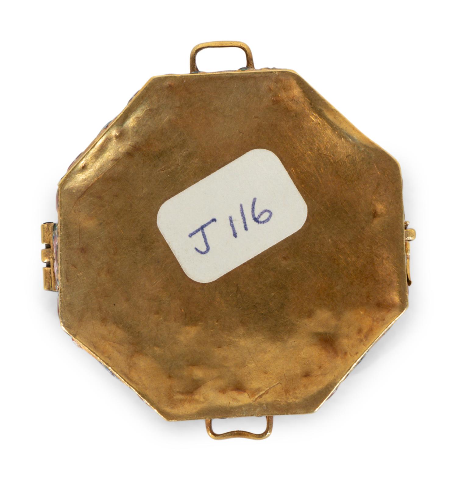 A Continental Enamel and Gold Octagonal Box