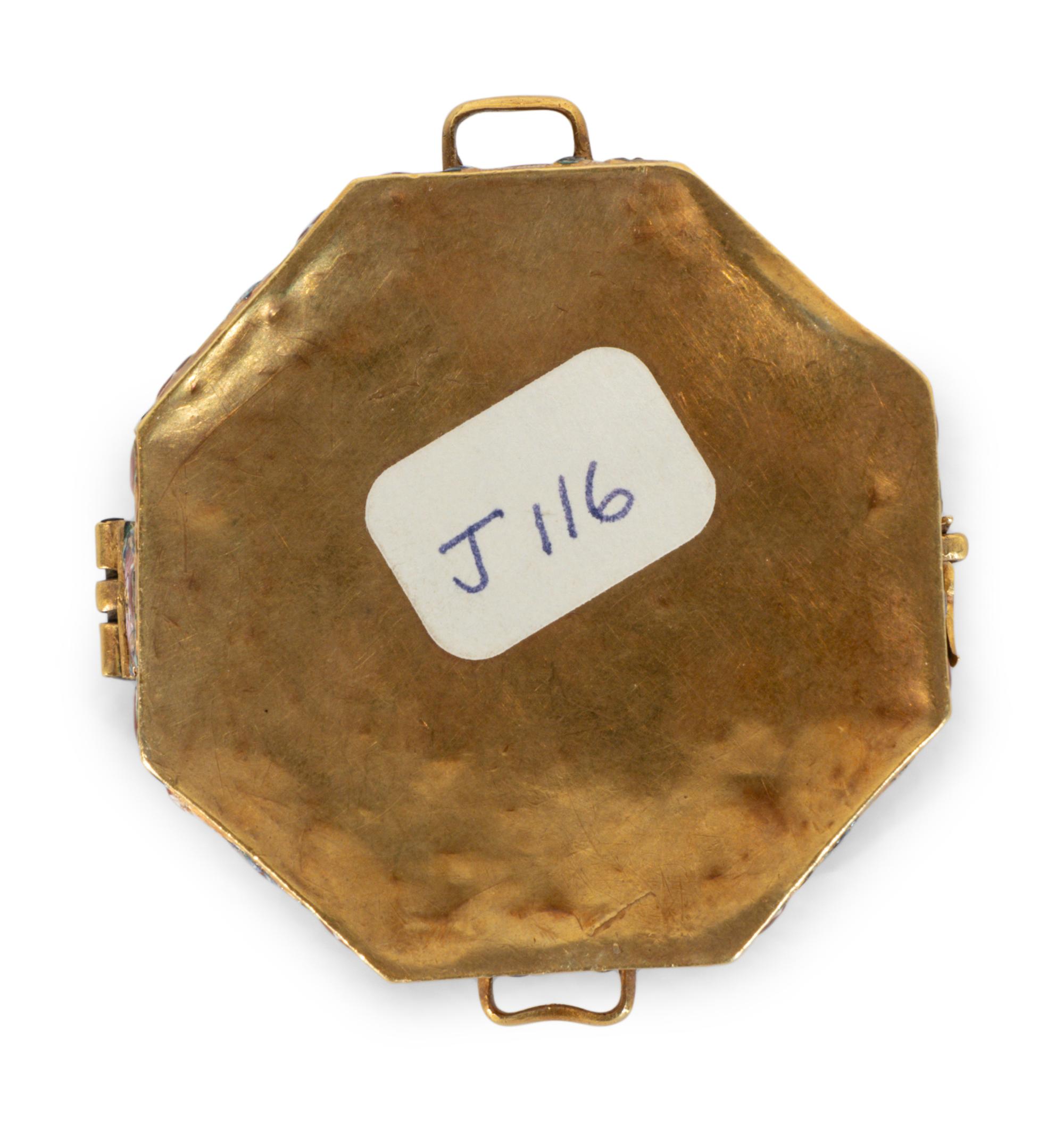 A Continental Enamel and Gold Octagonal Box