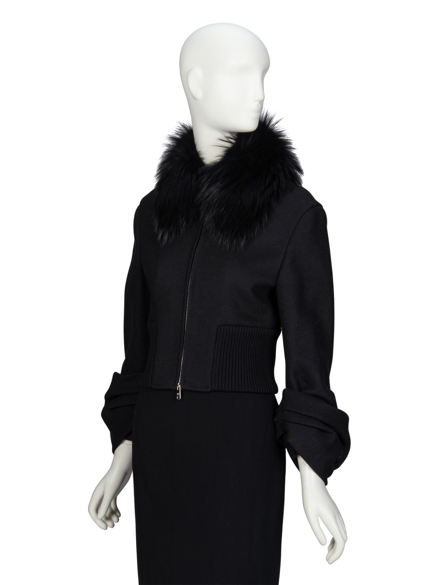 PRADA, FUR COLLAR CROP JACKET, A/W 2013