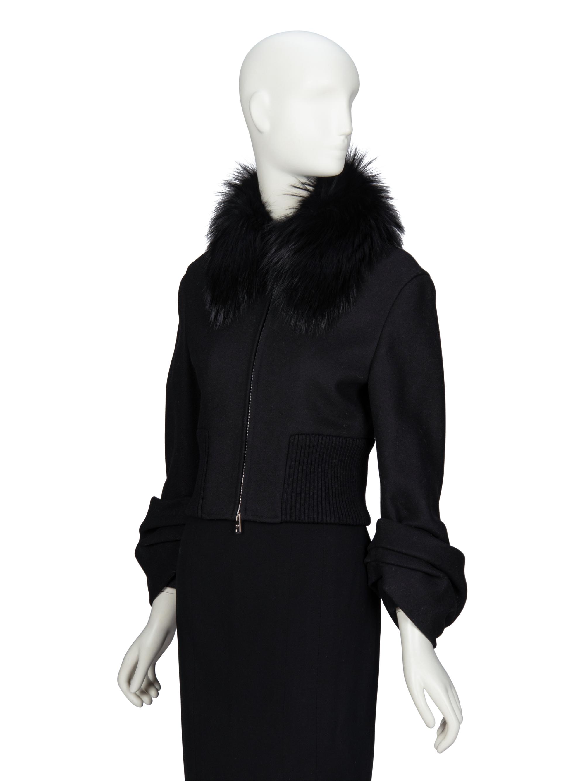 PRADA, FUR COLLAR CROP JACKET, A/W 2013
