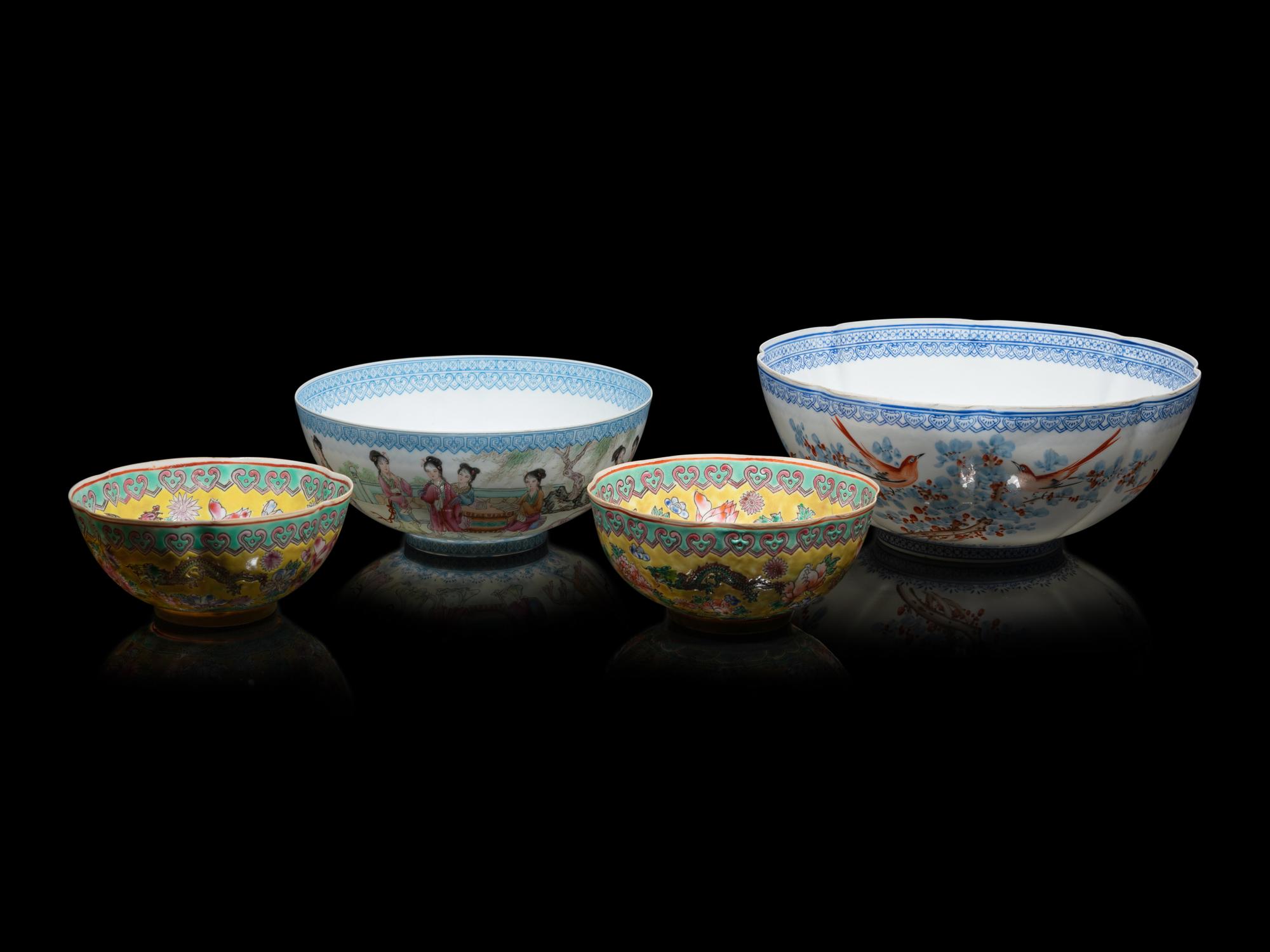A Set of Four Chinese Famille Rose Eggshell Porcelain Bowls