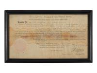 JEFFERSON, Thomas (1743-1826). Partly printed land grant signed ("Th. Jefferson") as President of the United States, countersigned by James Madison as Secretary of State. Washington, DC, 20 January 1809.