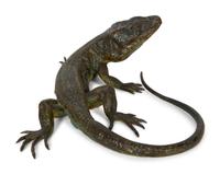 A Bergmann Austrian Cold-Painted Bronze Canary Island Lizard (No. 4133) — 19th Century