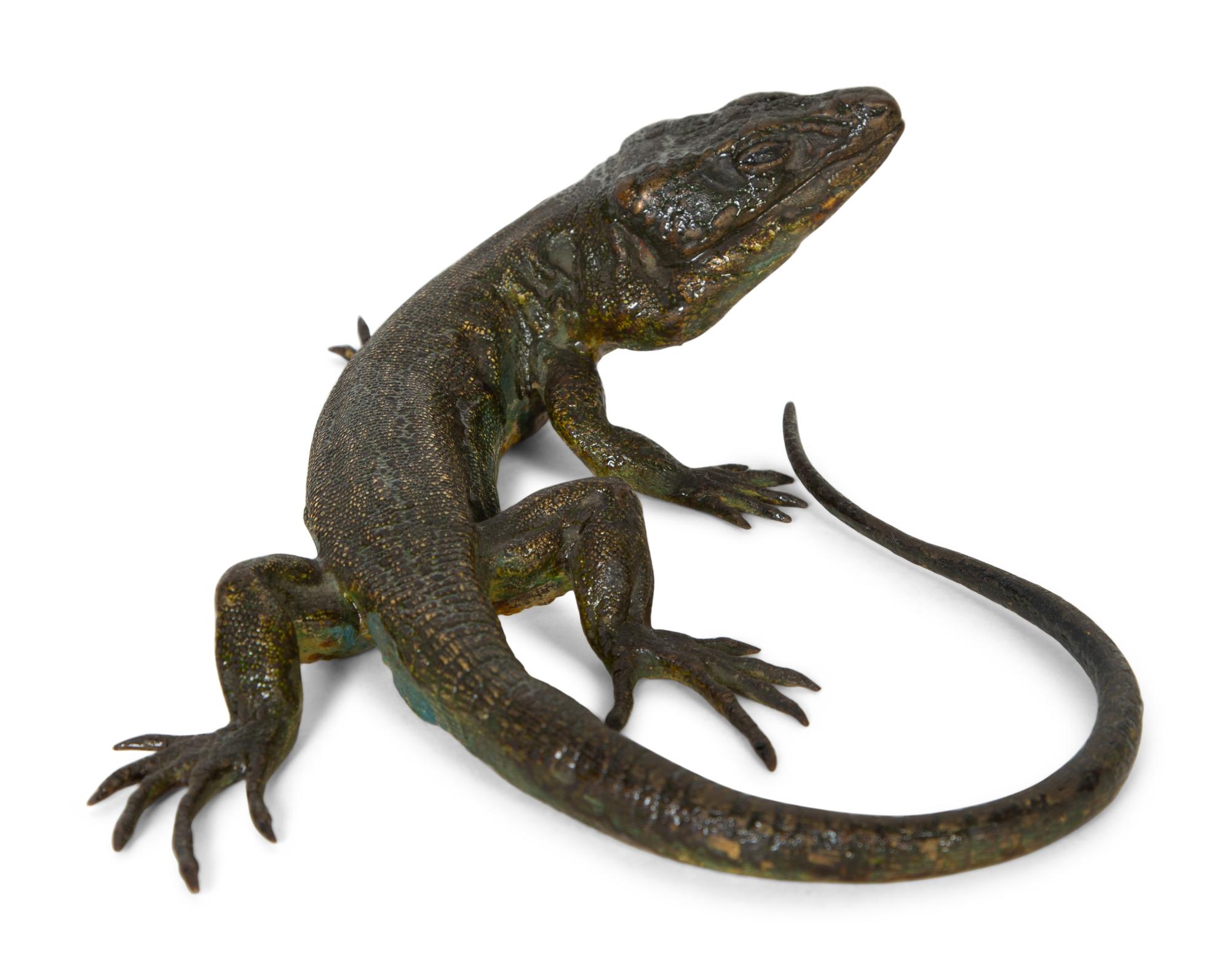 A Bergmann Austrian Cold-Painted Bronze Canary Island Lizard (No. 4133) — 19th Century
