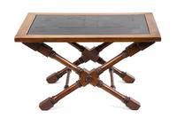 An American Etched Black Stone Top Mahogany Occasional Table Height 16 x width 28 x depth 20 inches. — 20TH CENTURY