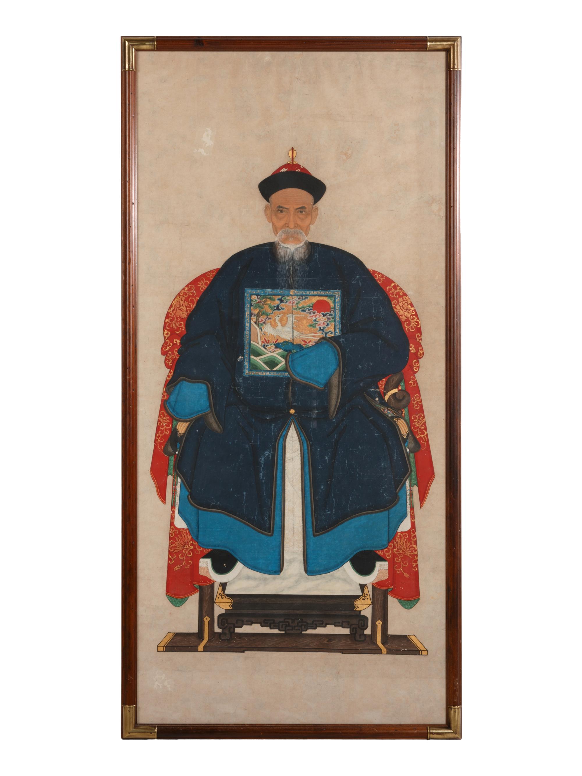 Two Chinese Ink and Color Portraits on Paper