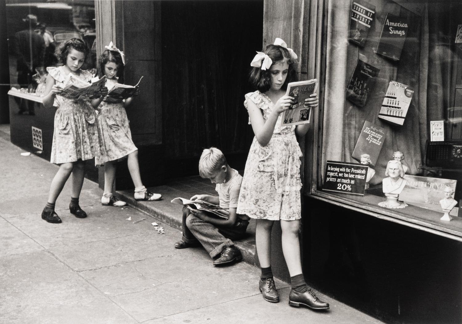 Ruth Orkin (1921-1985) Comic Book Readers, West Village, New York City, 1948