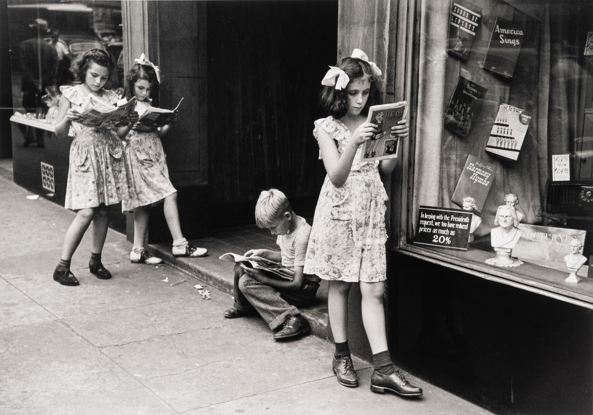 Ruth Orkin (1921-1985) Comic Book Readers, West Village, New York City, 1948