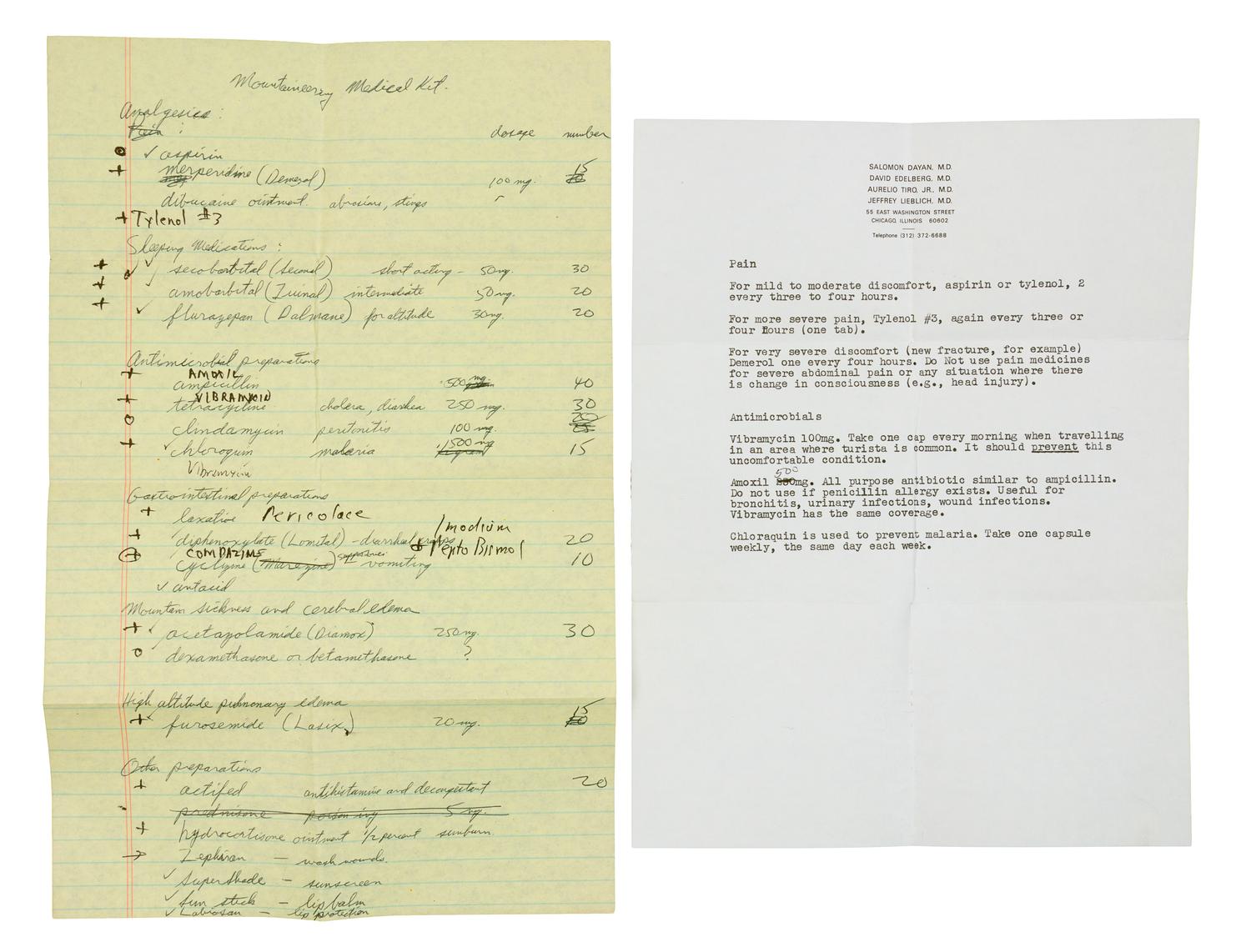 WILKERSON, James A. Medicine for Mountaineering. 1978. AUTOGRAPH NOTE BY STEVE FOSSETT LAID IN regarding a mountaineering medical kit.
