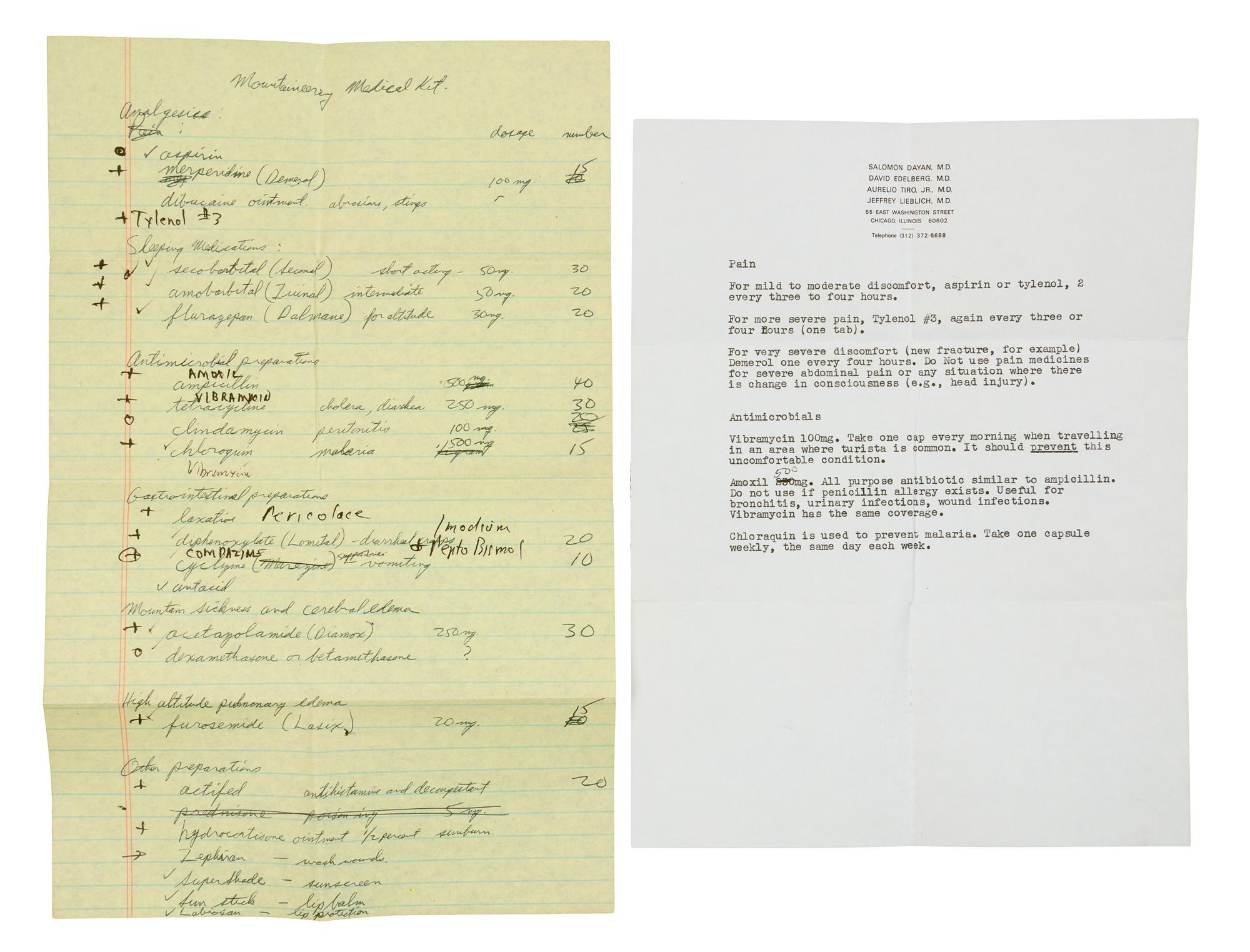 WILKERSON, James A. Medicine for Mountaineering. 1978. AUTOGRAPH NOTE BY STEVE FOSSETT LAID IN regarding a mountaineering medical kit.
