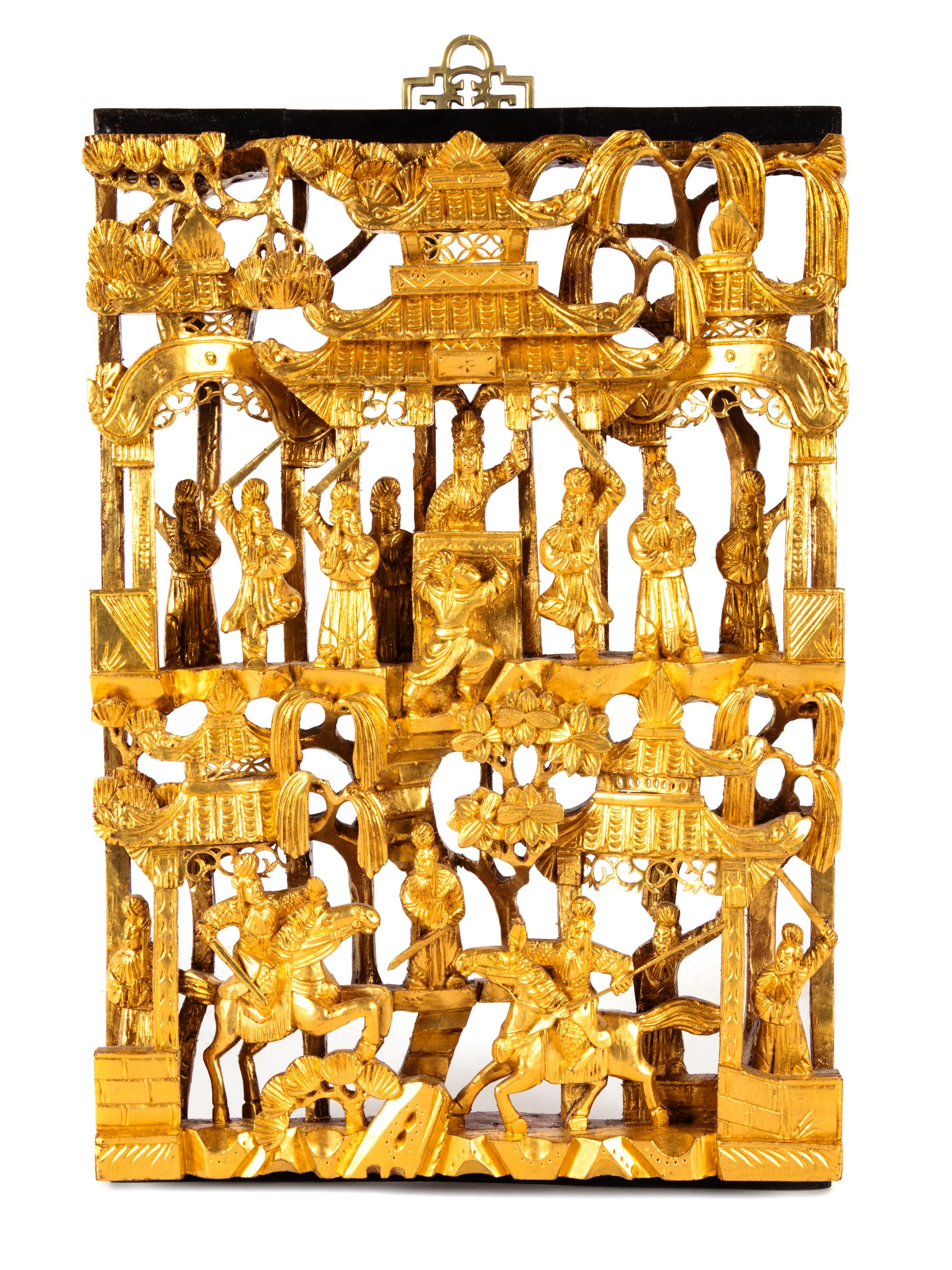 Six Chinese Gilt Wood Panels