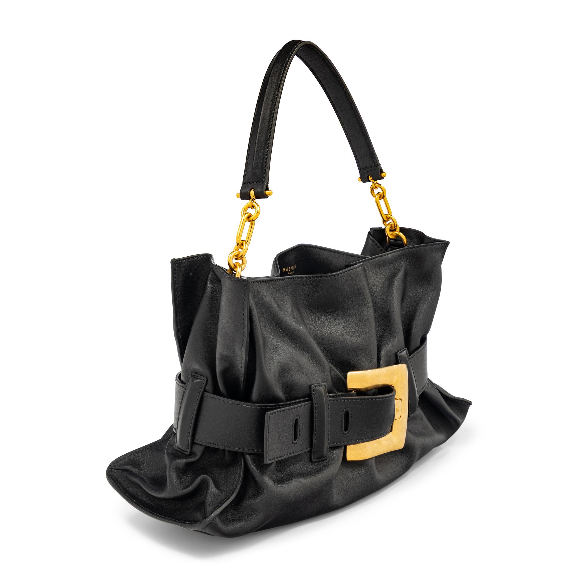 BALMAIN, BLACK ANTHEM SHOULDER BAG