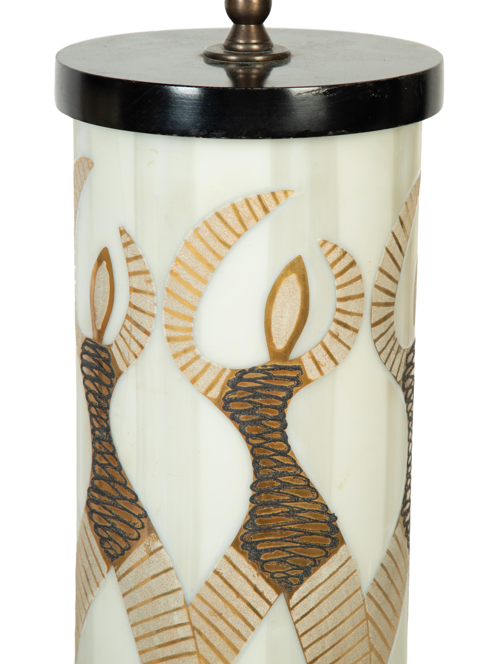 A Pair of Modernist Painted Glass Lamps