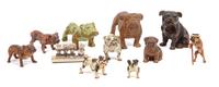 A Group of Eleven Metal Bulldogs Width of widest 3 inches.