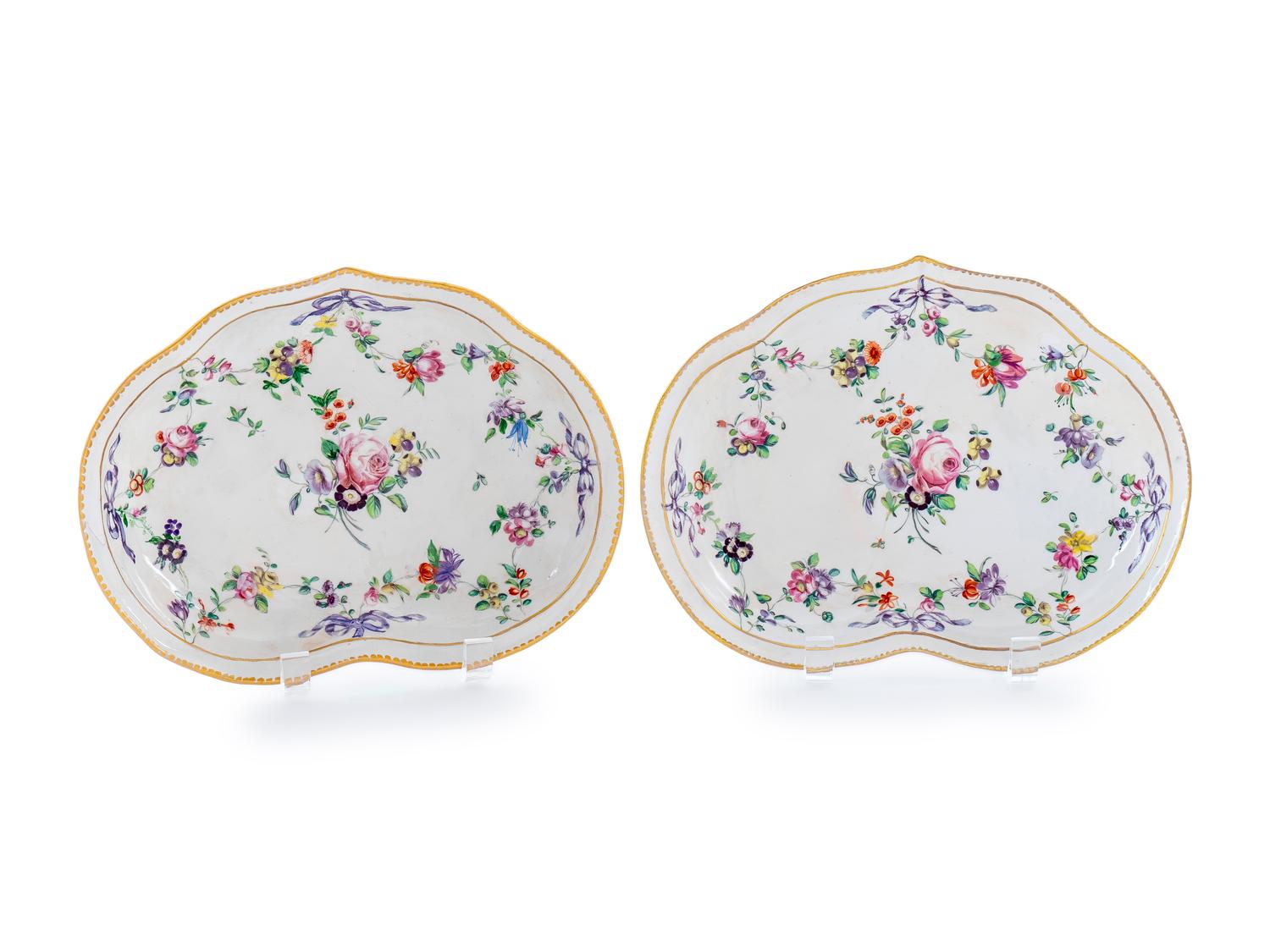 A Pair of Bristol Porcelain Heart-shape Dishes — C. 1760