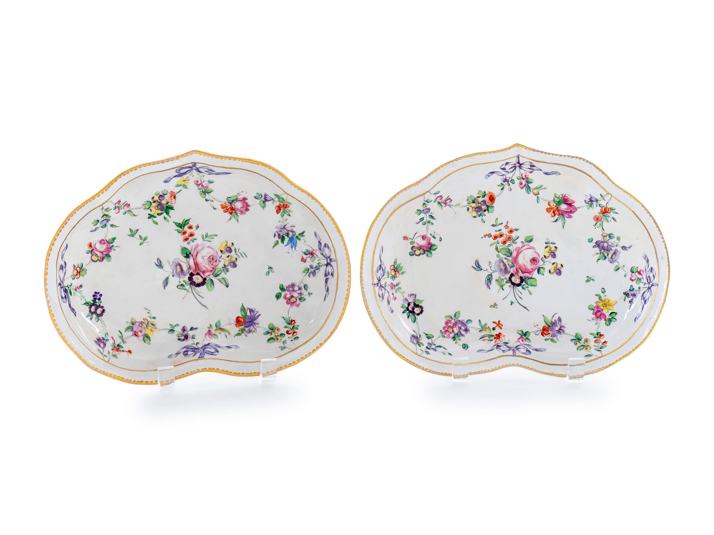 A Pair of Bristol Porcelain Heart-shape Dishes — C. 1760
