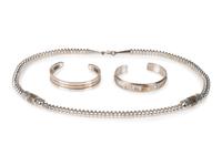 Navajo and Kewa Sterling Silver Necklace AND Cuff Bracelets, with 14K Gold Accents