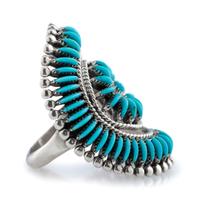 Silver Ring, with Needle Point Turquoise