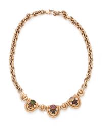YELLOW GOLD, MULTIGEM AND DIAMOND NECKLACE