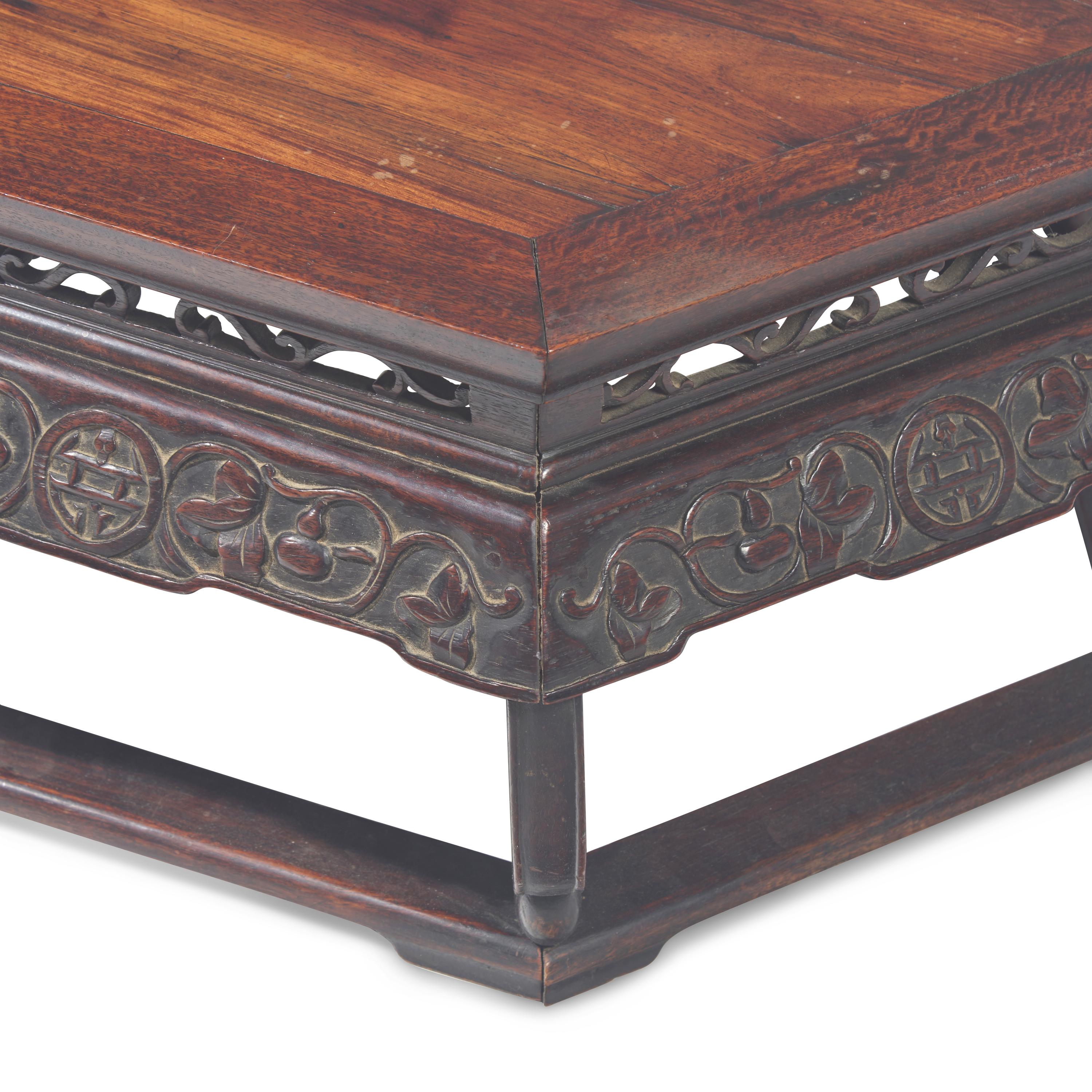 A Large Chinese Hexagonal Hardwood Stand, Qing Dynasty — 清 硬木六方矮桌