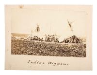 [NATIVE AMERICANS] -- [WESTERN AMERICANA]. Albumen photograph of Native American wigwams. [Ca 1870s].